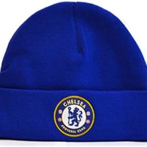 Chelsea FC Royal Blue Knitted Turn Up Winter Hat Football Club Badge Official