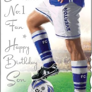 Everton Birthday Card for Son - Football Design - Everton's No.1 Fan - Special Finishes and Illustrated Insert Leaf - Made in the UK