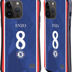 Head Case Designs Officially Licensed Chelsea Football Club Enzo Fernández 2025/26 Players Home Kit 1st Group Hybrid Case Compatible With Apple iPhone 15 Pro Max