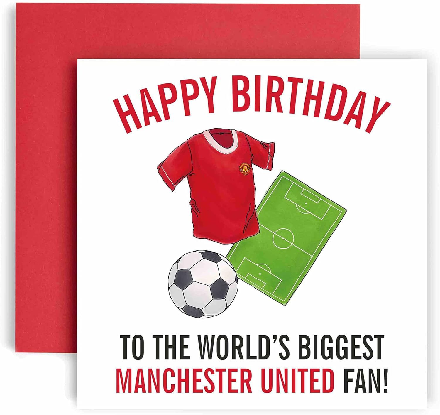 Huxters Football Cards for Manchester United Fans – Happy Birthday Card for Dad, Husband, Grandad, Brother, Son – Men Birthday Card for him - Football Themed Illustrations 14.8cm (Manchester United)