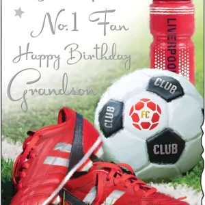 Liverpool Birthday Card for Grandson - Football Design - Liverpool's No.1 Fan - Special Finishes and Illustrated Insert Leaf - Made in the UK