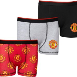 Manchester United F.C. Boys Boxers | Boys Boxer Shorts Pack of 3 | Man Utd Gifts For Boys | Multipack Underwear Underpants Merchandise