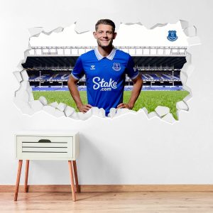 Themed Everton FC Wall Sticker - Tarkowski 23/24 Broken Wall (60cm width x 35cm height)