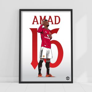 Themed Manchester United FC Print - Amad 25/26 Illustration Poster Football Wall Art (21cm x 29.7cm - A4)