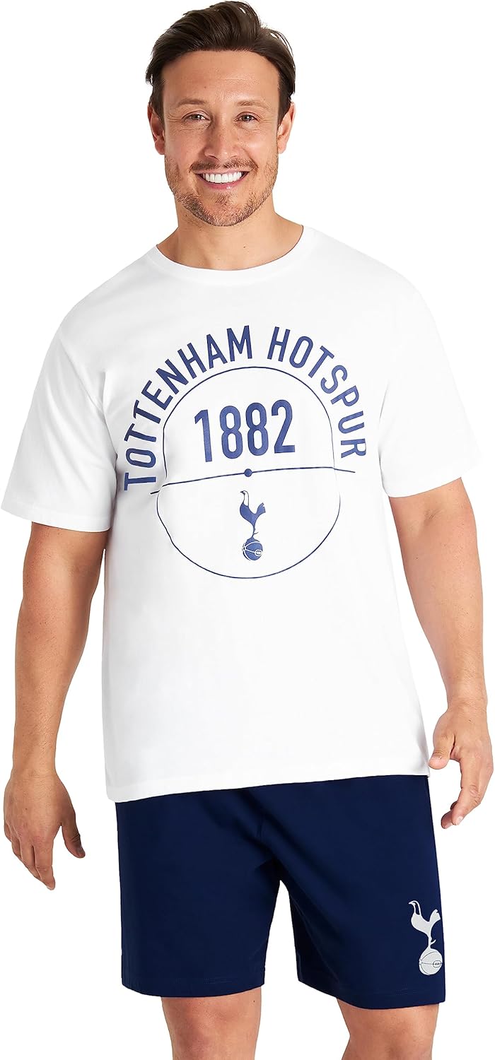 Tottenham Hotspur F.C. Pyjamas for Men Set Short PJs Lounge Set Sleepwear Breathable Nightwear Spurs Football Gifts for Men