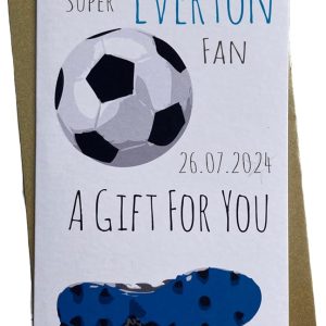 WHITE COTTON CARDS 1 X PERSONALISED BIRTHDAY MONEY WALLET - Everton The Blues FC Football Club (P-WBW-F6)