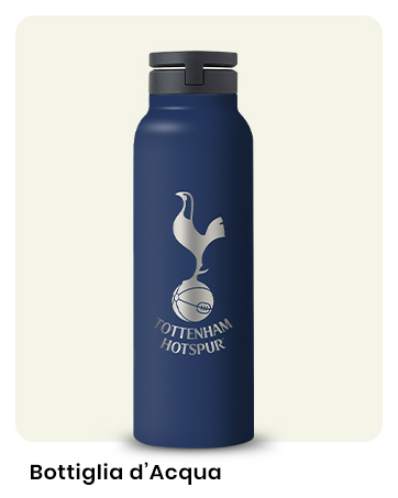 Navy blue metal water bottle with team crest logo featuring a rooster design and text 'Bottiglia d'Acqua' printed in white.