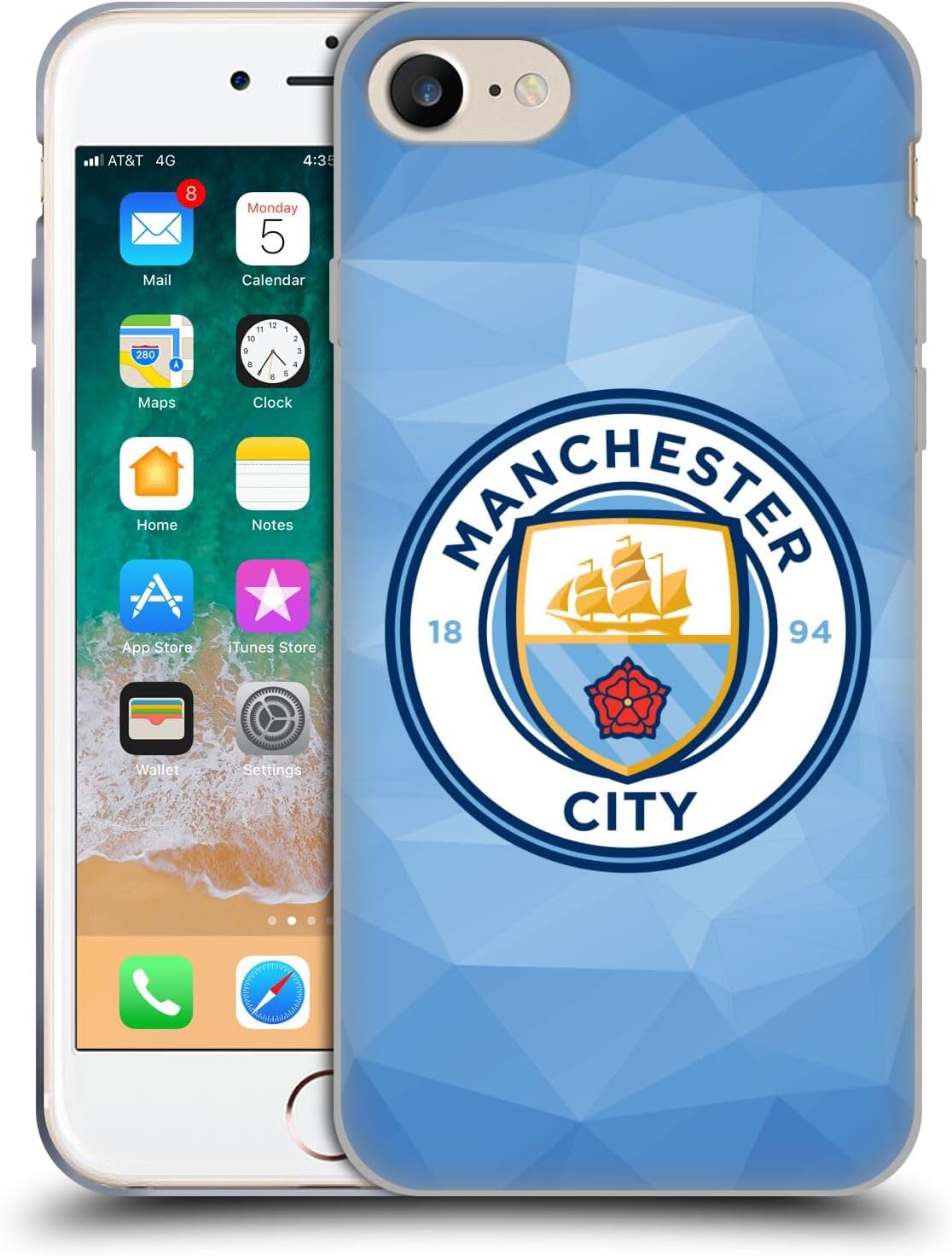 Head Case Designs Officially Licensed Manchester City Man City FC Blue Full Colour Badge Geometric Soft Gel Case Compatible With Apple iPhone 7/8 / SE 2020 & 2022