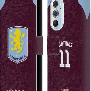 Head Case Designs Officially Licensed Aston Villa Football Club Ollie Watkins 2025/26 Players Home Kit Leather Wallet Case Compatible With Motorola Edge X30