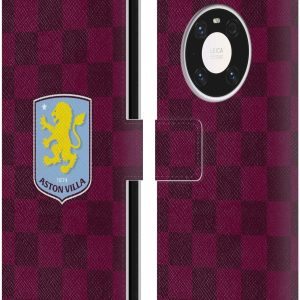 Head Case Designs Officially Licensed Aston Villa Football Club Checkered 2024 Crest Designs Leather Book Wallet Case Cover Compatible With Huawei Mate 40 Pro 5G