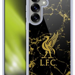 Head Case Designs Officially Licensed Liverpool Football Club Black & Gold Marble Crest & Liverbird Patterns 1 Gel Case [Military Grade] Compatible with Samsung Galaxy S25 and Compatible with MagSafe