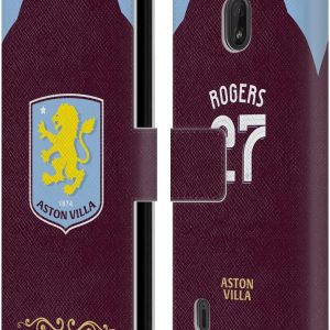 Head Case Designs Officially Licensed Aston Villa Football Club Morgan Rogers 2025/26 Players Home Kit Leather Wallet Case Compatible With Nokia C01 Plus/C1 2nd Edition