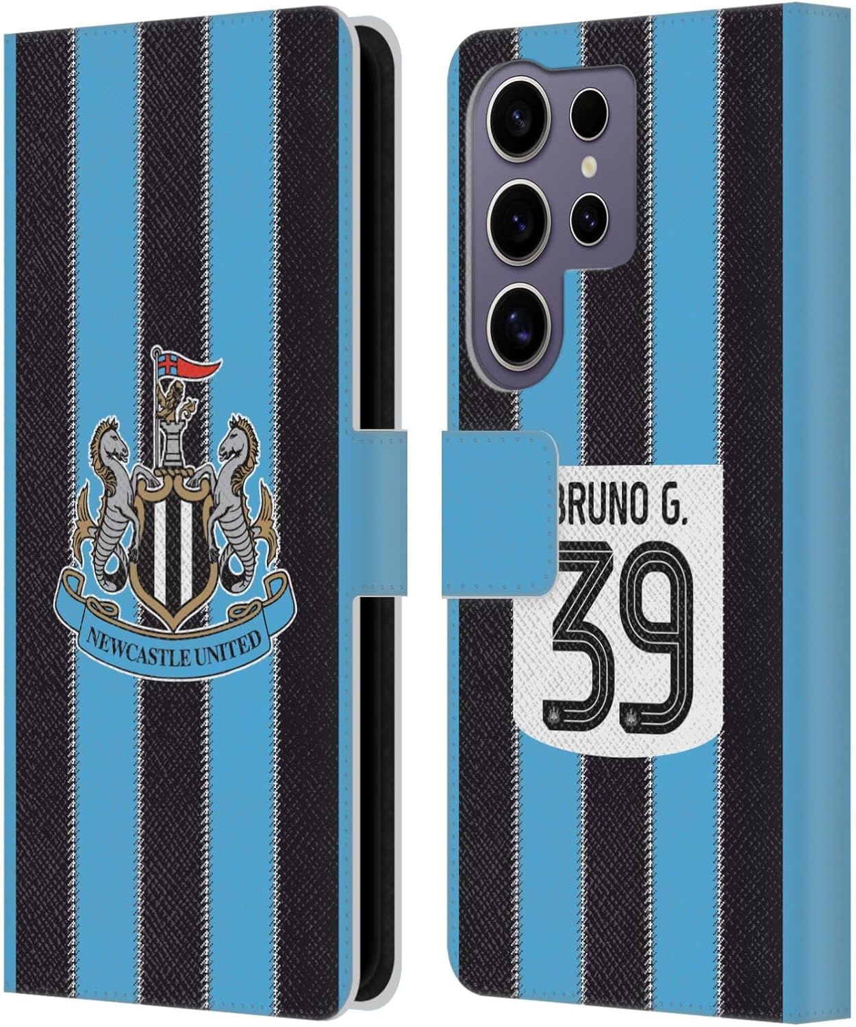 Head Case Designs Officially Licensed Newcastle United Football Club Bruno Guimarães 2025/26 Players Home Kit Leather Wallet Case Compatible With Samsung Galaxy S25 Ultra