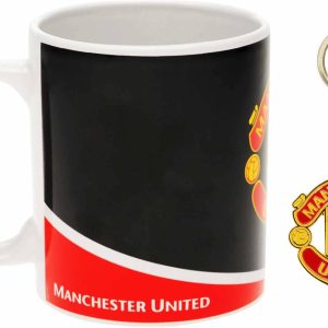 Official Manchester United Crest Ceramic Mug & Keyring Gift Set