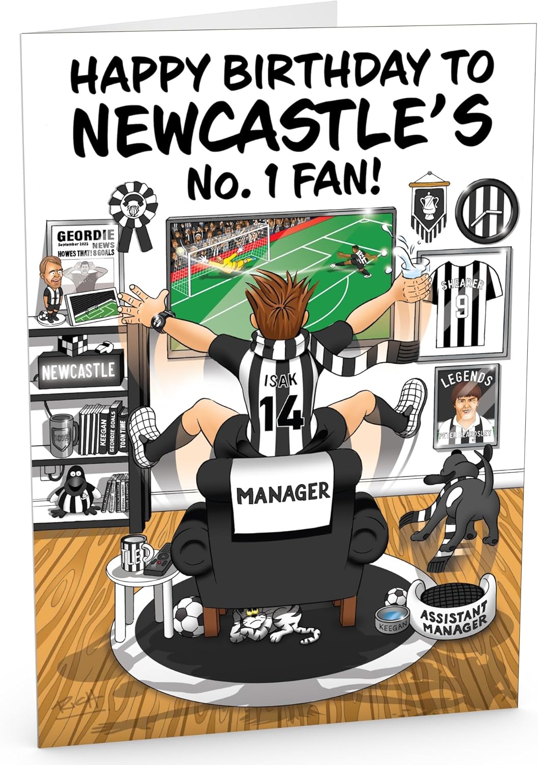 Football Birthday Card for Number 1 Newcastle Fan – Lots of Club Inspired Details – Large A5 Card Size – Made in the UK – For Him or Her Supporters