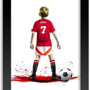 Art by Toor Personalised Manchester United Gifts for Boys - Man Utd - Man U Football Posters for Boys Bedrooms - Manchester United Room Decor Fine Art Print (Unframed)
