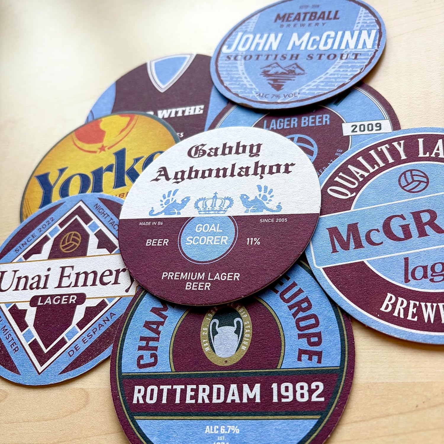 Aston Villa Football Beer Mat Coasters - Perfect for a Gift or Present for Any Villa Fan (8-Pack) - Image 3