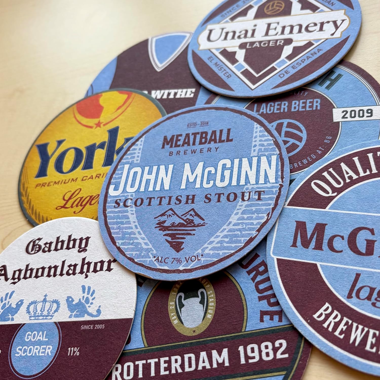 Aston Villa Football Beer Mat Coasters - Perfect for a Gift or Present for Any Villa Fan (8-Pack) - Image 5