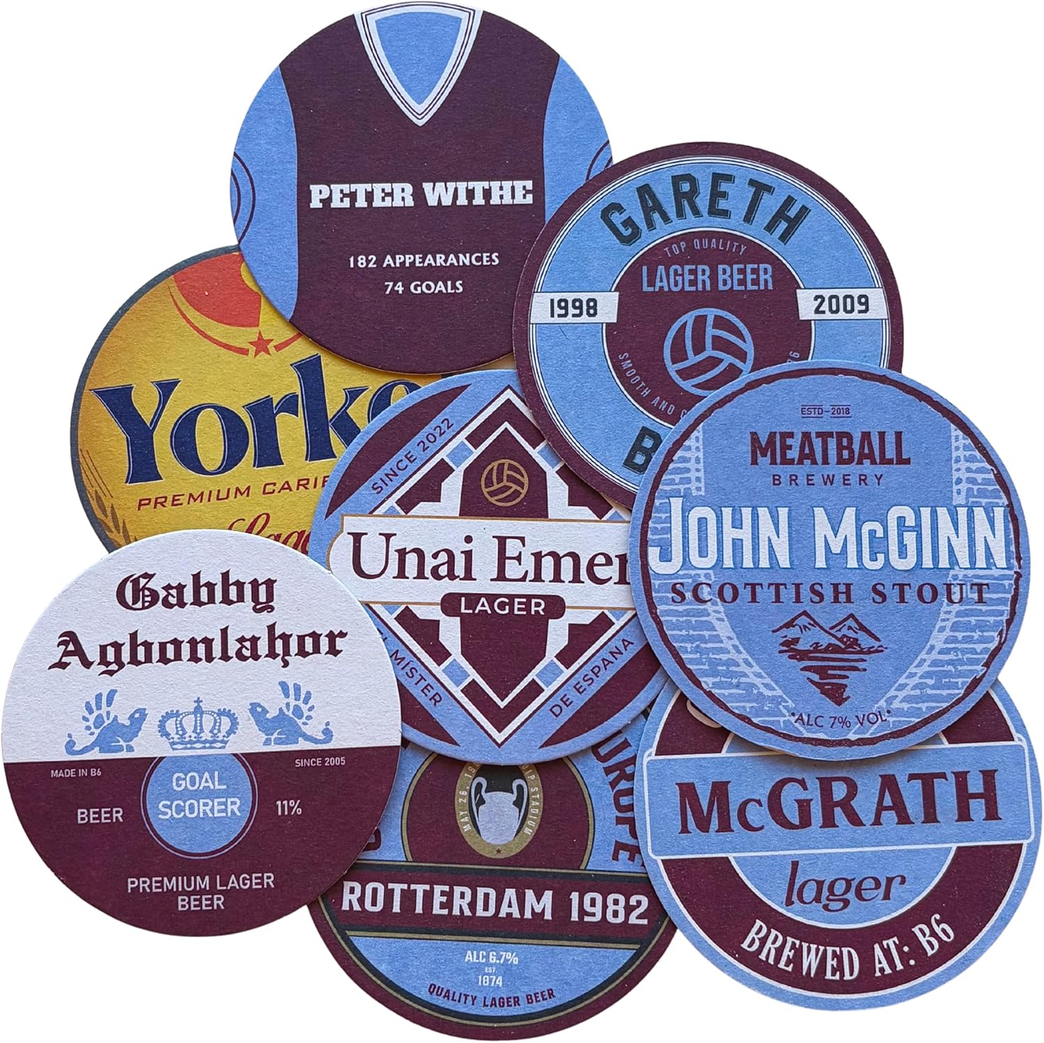 Aston Villa Football Beer Mat Coasters - Perfect for a Gift or Present for Any Villa Fan (8-Pack) - Image 6