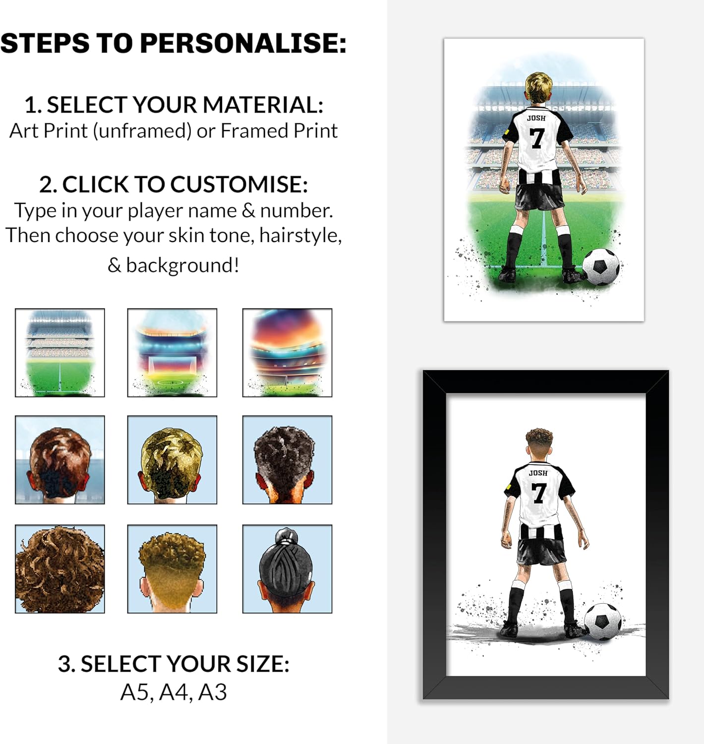 Personalised Newcastle United Football Gifts for Boys - Newcastle Football Poster for Boys Bedroom (Fine Art Print (Unframed)) - Image 3