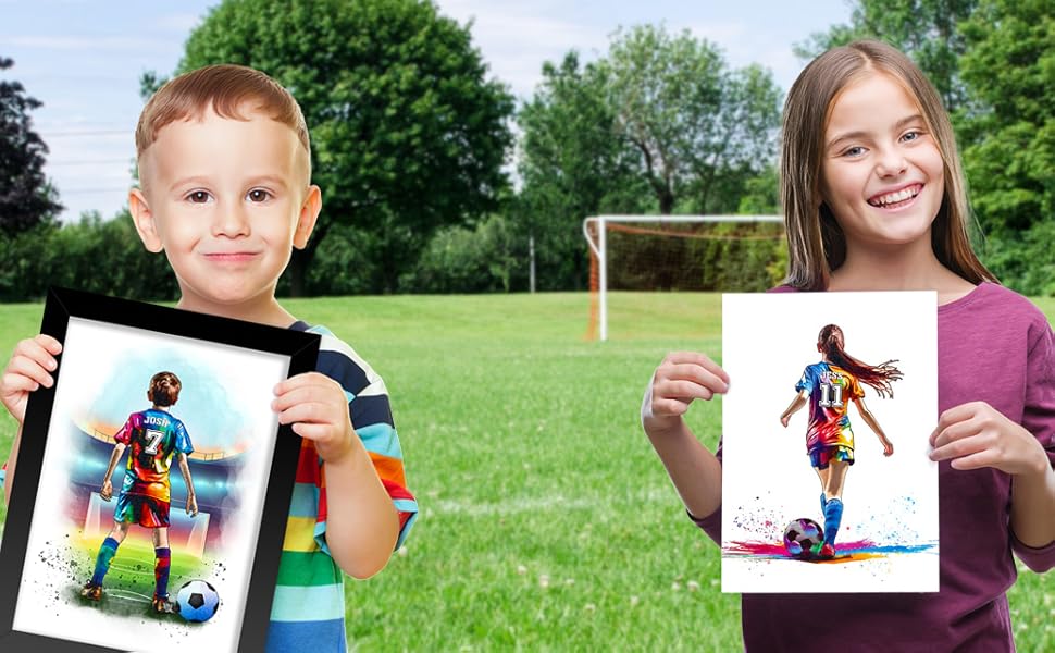 Boys Football and Girls Football Wall Art Prints - Art by Toor