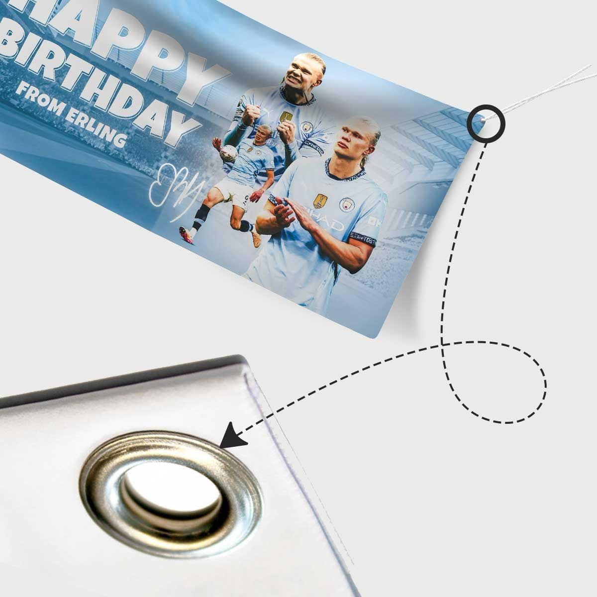 Erling Haaland Birthday Banner Large Manchester City Football-Themed Party Backdrop Featuring Star Player Perfect for Football Fans of All Ages - Image 4