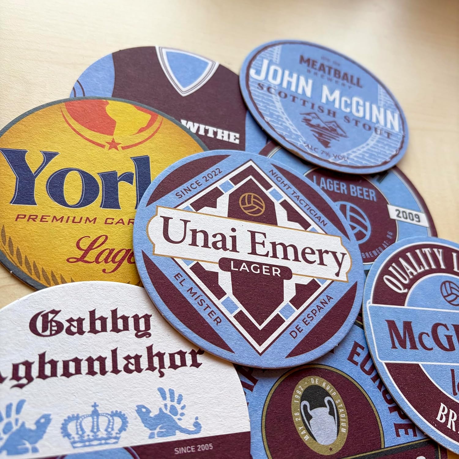Aston Villa Football Beer Mat Coasters - Perfect for a Gift or Present for Any Villa Fan (8-Pack) - Image 2