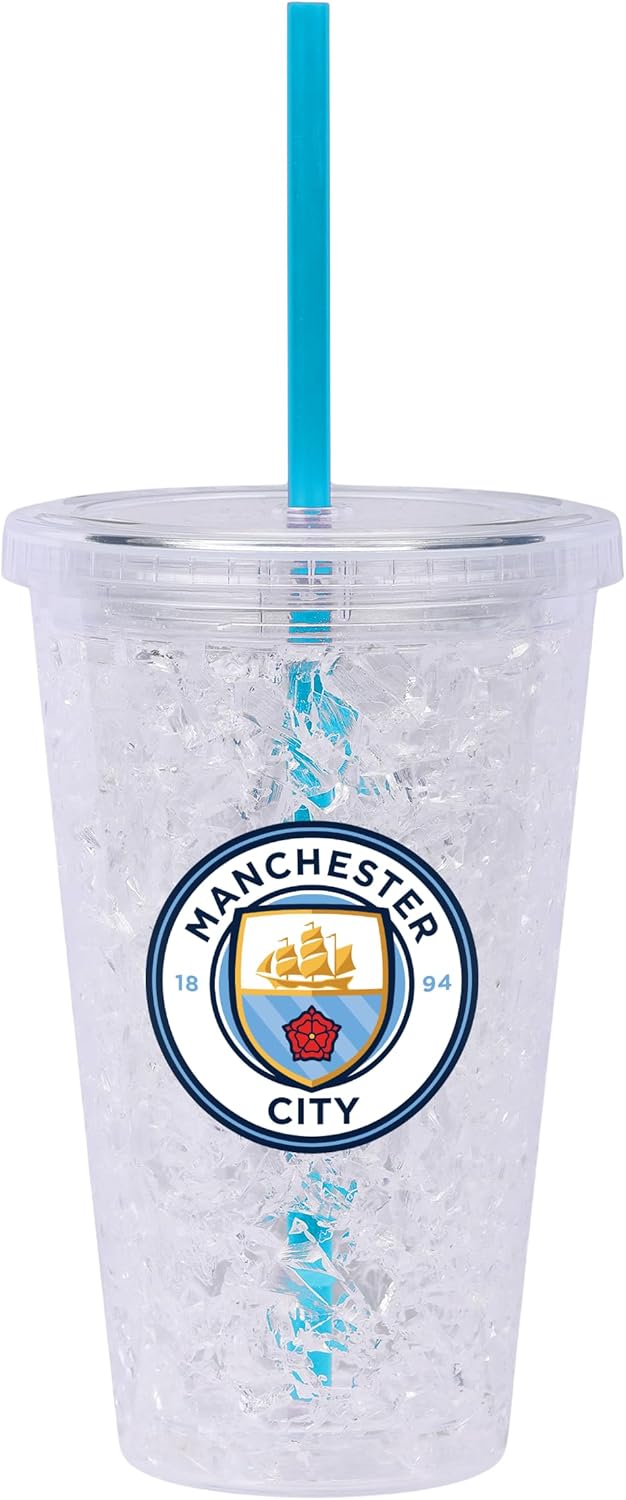 FOCO Officially Licensed Manchester City FC 450 mL Freezer Tumbler With Straw