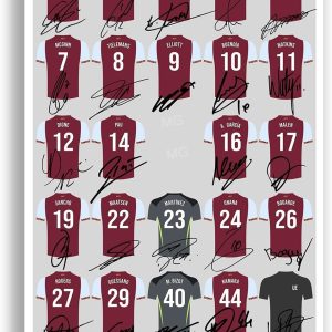 Mounted Gifts Trading Aston Villa Team Squad 2025-2026 Signed Poster Print Framed Picture Photo Autograph Gift 25/26 Ollie Watkins Morgan Rogers Mcginn (A4 Squad Poster)