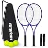 HIRALIY 27" Tennis Rackets Set of 2, 3 Tennis Balls, 2 Racquets, 2 Overgrip Tapes and 1 Carrying Bag Outdoor Recreational Sport Game (BLUE)