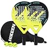 BOOSTEADY 1 Pair Padel Racket with 3 Tennis Balls Adult Padel Racquet Made of Carbon Fibre Optic for Teenagers Beginners Advanced