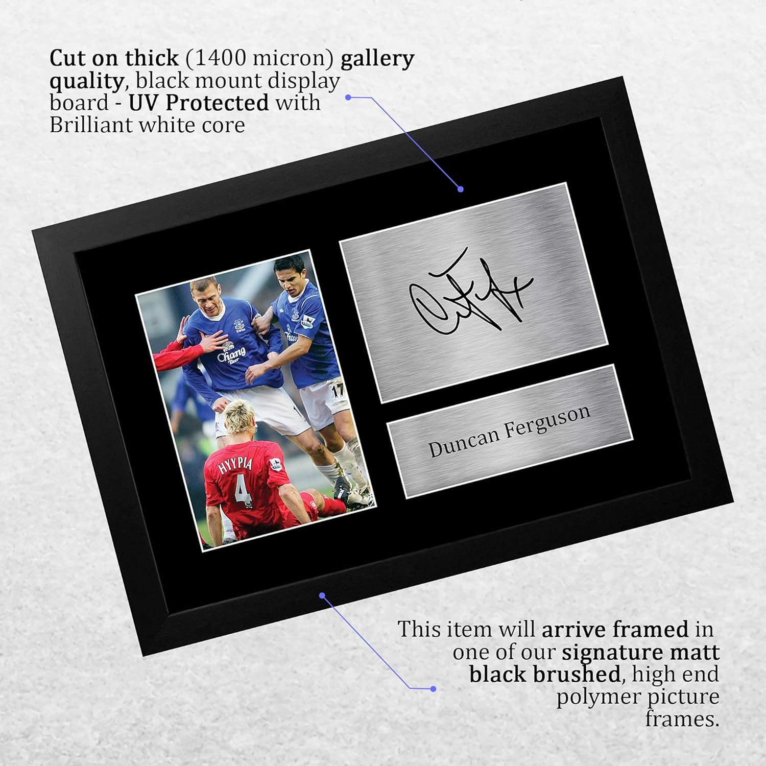HWC Trading Duncan Ferguson Gift Signed FRAMED A4 Printed Autograph Everton Gifts Photo Display - Image 3