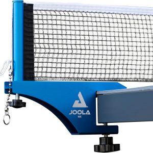 JOOLA Professional Grade WX Aluminum Indoor & Outdoor Table Tennis Net and Post Set - 72in Regulation Ping Pong Net - Reinforced Cotton Blend Net w/Adjustable Tensioning System, blue anodized
