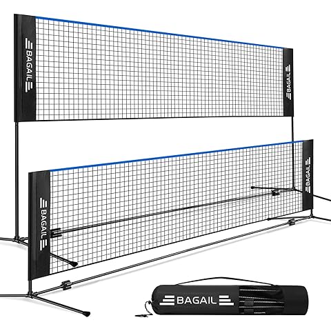 BAGAIL Badminton Net, Foldable Nylon Net, Hieght Adjustable Stand and Portable Carry Bag, Easy to Assemble or Disassemble, Ideal Recreational Sports Net for Tennis, Kids Badminton or Volleyball
