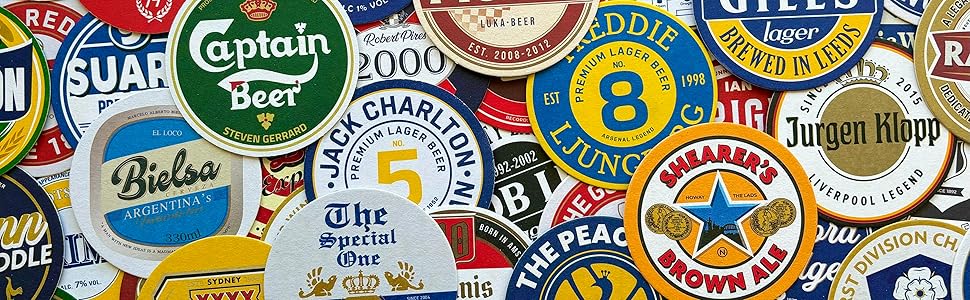 Football beer mats, round coaster set, premium drink coasters, football fan gift, premium quality