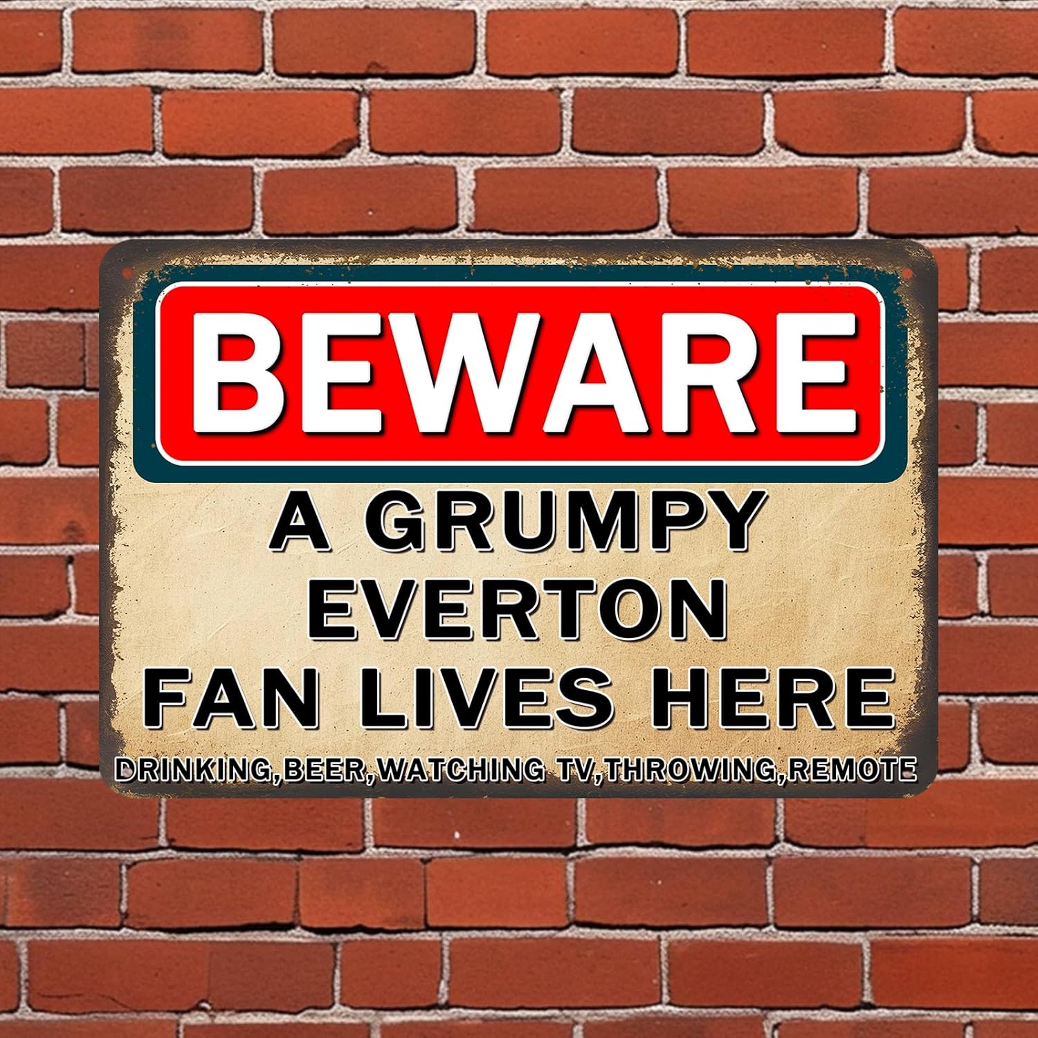 Everton Gifts for Men Champions Metal Signs Gifts for Boys Plaque Funny A Grumpy Everton Fan Lves Here Wall Art Vintage Gift Man Cave Living Room Bars Sign Decorations Gift 20x30 Cm - Image 4