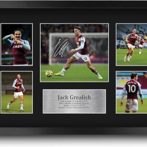 HWC Trading FR A3 Jack Grealish Aston Villa Printed Memorabilia Signed Autograph Photograph Display for Football Fans and Supporters - A3 Framed