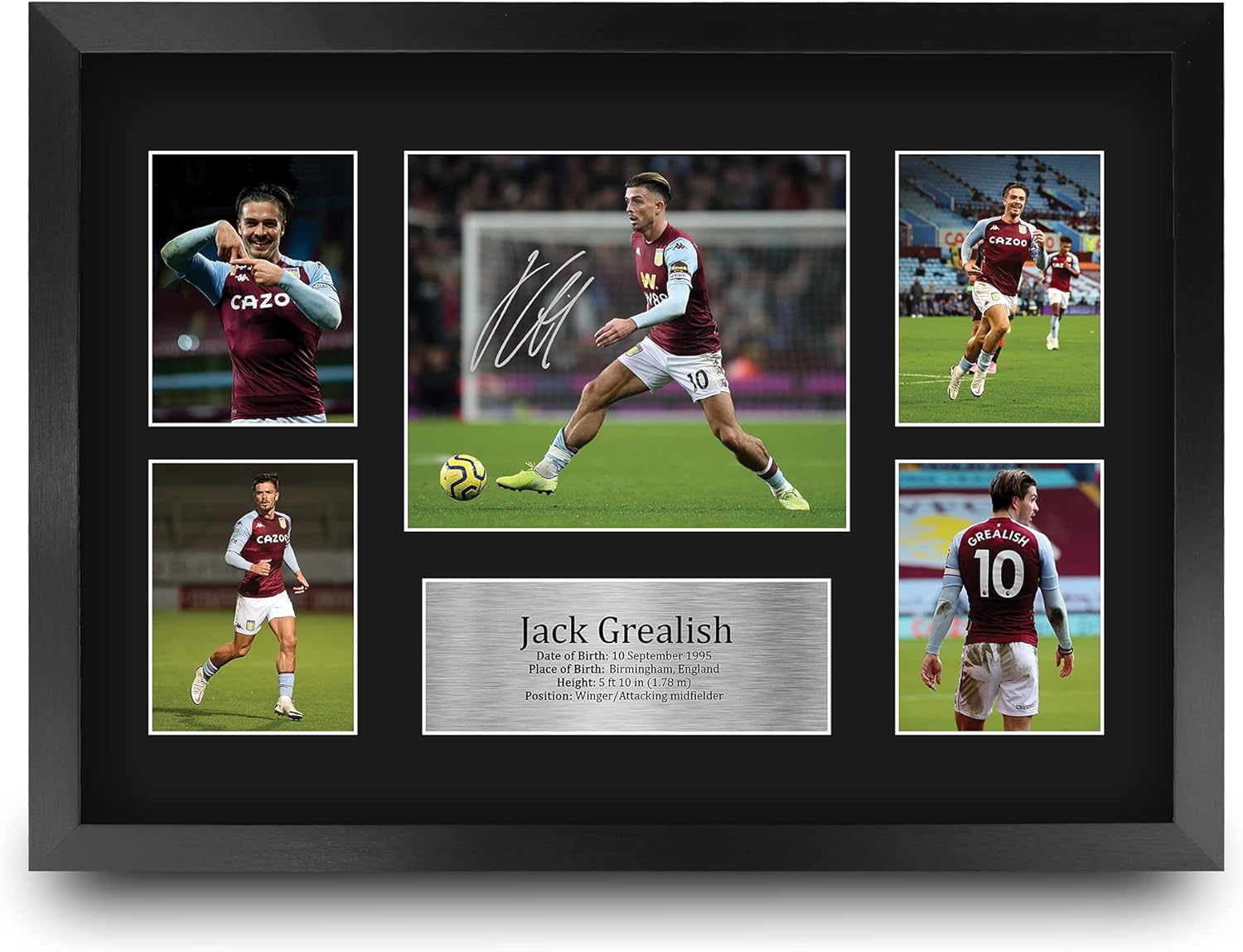 HWC Trading FR A3 Jack Grealish Aston Villa Printed Memorabilia Signed Autograph Photograph Display for Football Fans and Supporters - A3 Framed