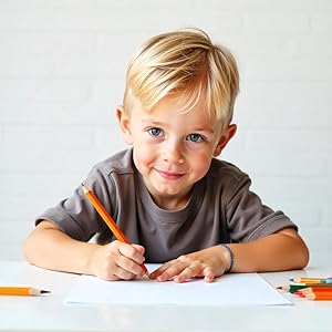 Person writing or drawing on paper at table, shown from perspective focused on hand and paper without identifying individual.