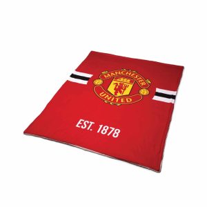 Manchester United FC Core Stripe Sherpa Fleece Blanket