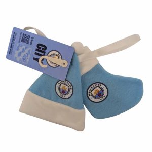 Manchester City FC Santa Hat & Stocking Tree Ornament Set