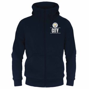 Manchester City FC Adult Navy Zip Hoodie Extra Large