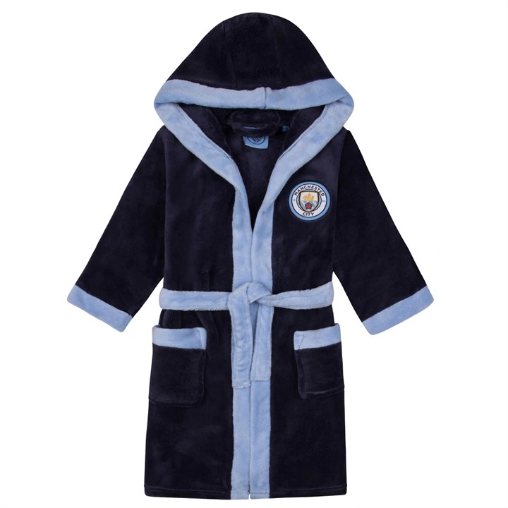 Manchester City FC Kids Navy Hooded Dressing Gown 5 - 6 Years