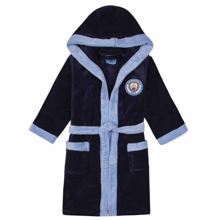 Manchester City FC Boys Navy Hooded Dressing Gown 13 - 14 Years