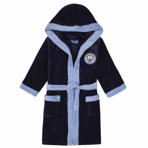 Manchester City FC Kids Navy Hooded Dressing Gown