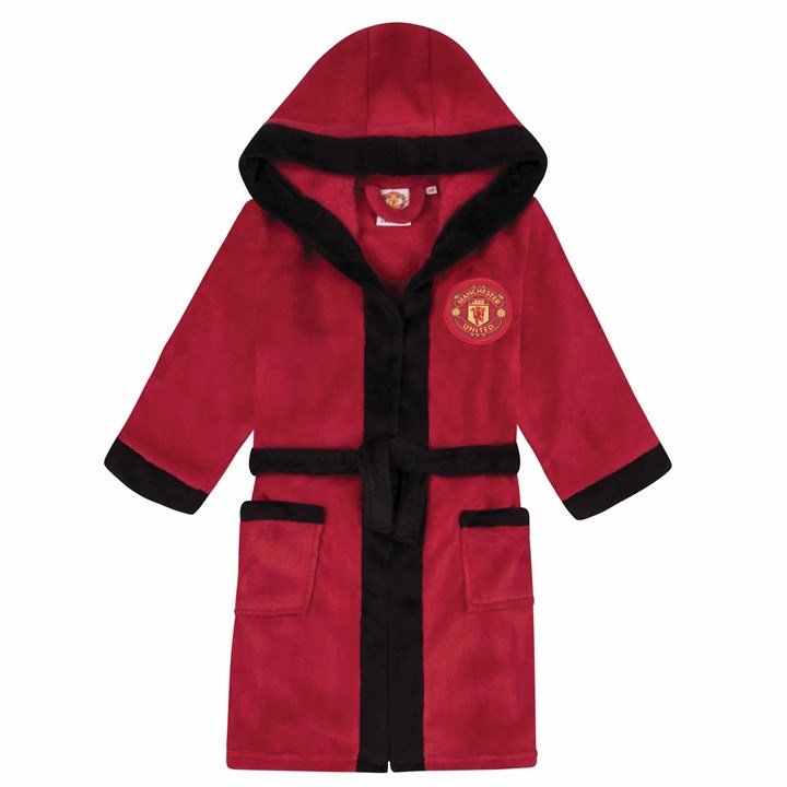 Manchester United FC Kids Red Hooded Dressing Gown 5 - 6 Years