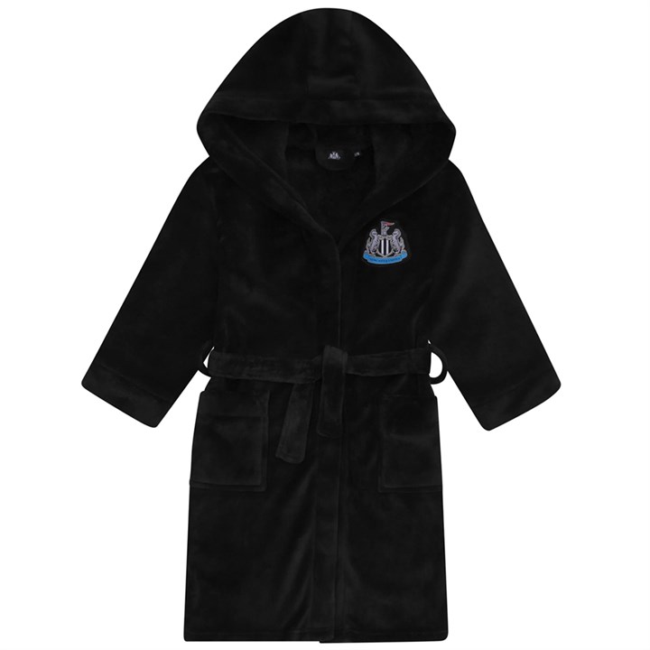 Newcastle United FC Kids Black Hooded Dressing Gown 7 - 8 Years