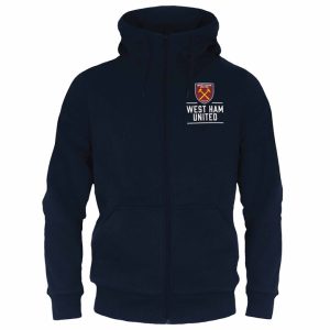 West Ham United FC Adult Navy Zip Hoodie Medium