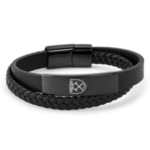 West Ham United FC Engraved Leather Bracelet with Gift Box